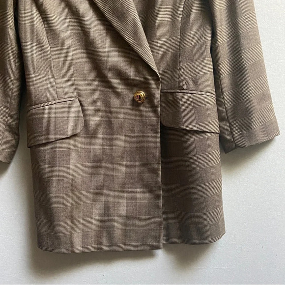 Vintage Maska Made in Italy Pure New Wool one button houndstooth blazer Sz 42 - Picture 4 of 14